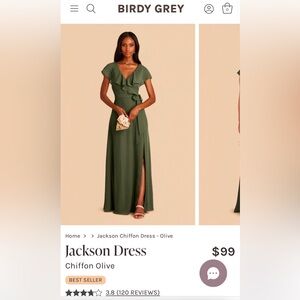 Birdy Grey Bridesmaid Dress, Jackson Style, Chiffon Olive